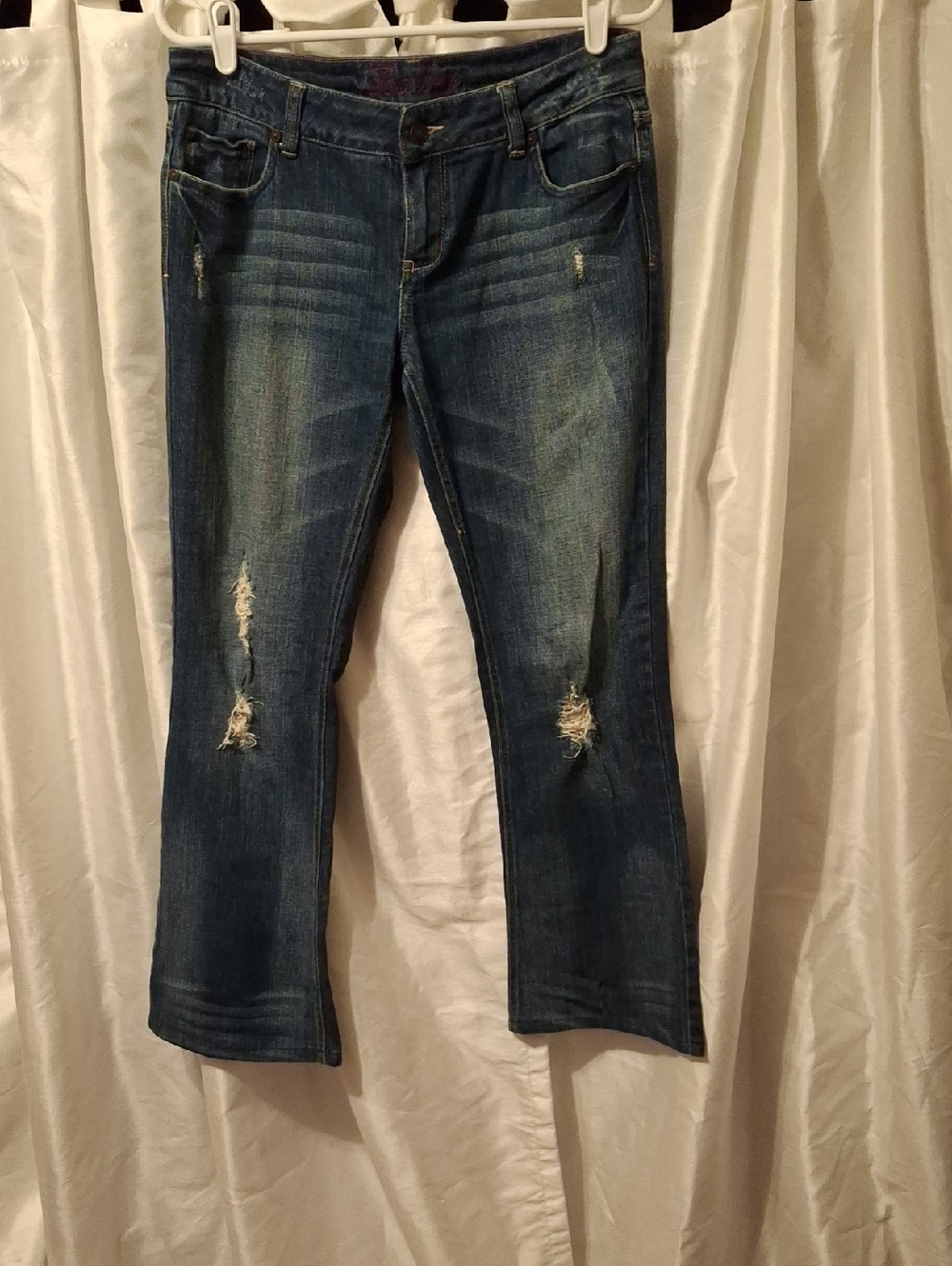 dELiA*s Women's Dark Blue Distressed Bootcut Jeans
